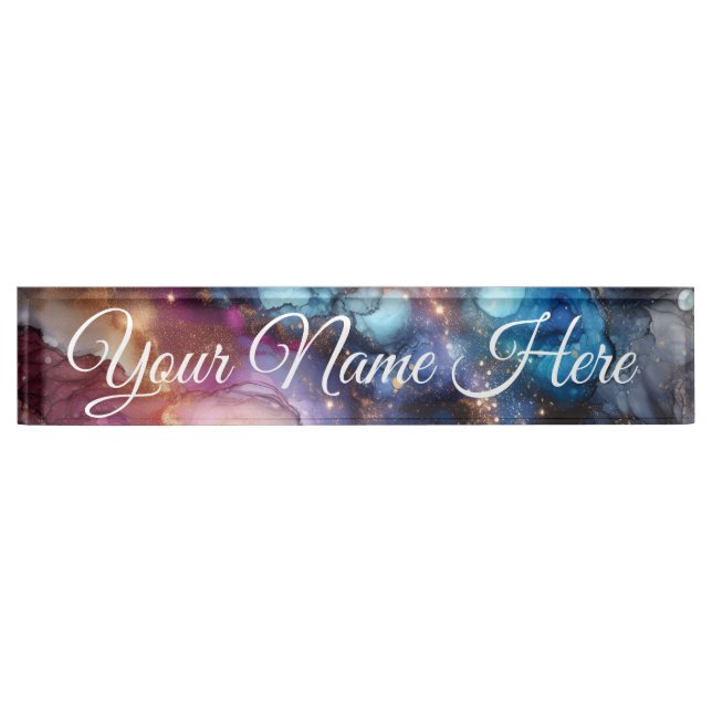 Customizable Galaxy Design Desk Name Plate (Front)