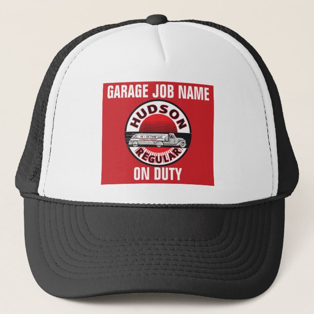 Customizable Garage Job Name - Hudson Regular Trucker Hat (Front)