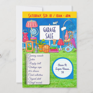 Customizable garage sale, yard sale invitation