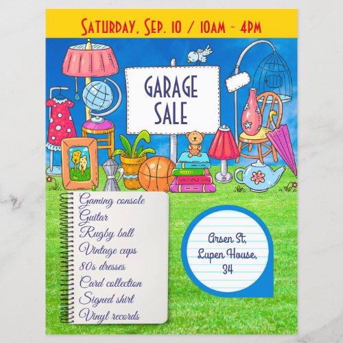 Customizable garage sale yard sale invitation fly
