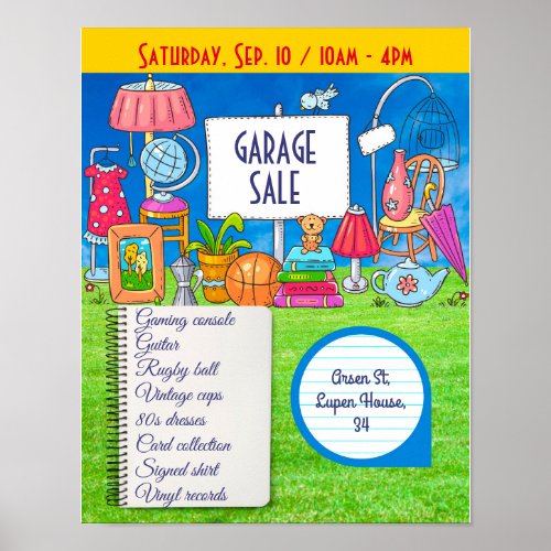 Customizable garage sale yard sale invitation fly poster