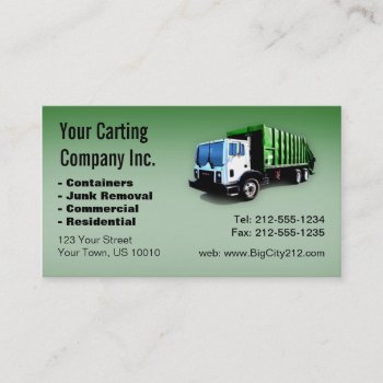 Customizable Garbage Truck Carting Company Business Card by BigCity212 at Zazzle