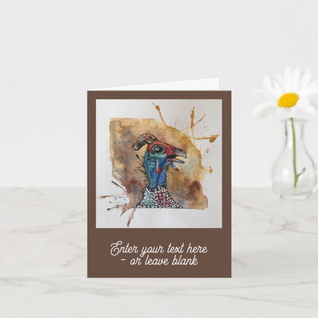 Customizable Gawping Guineafowl Greetings Card (Small Plant)