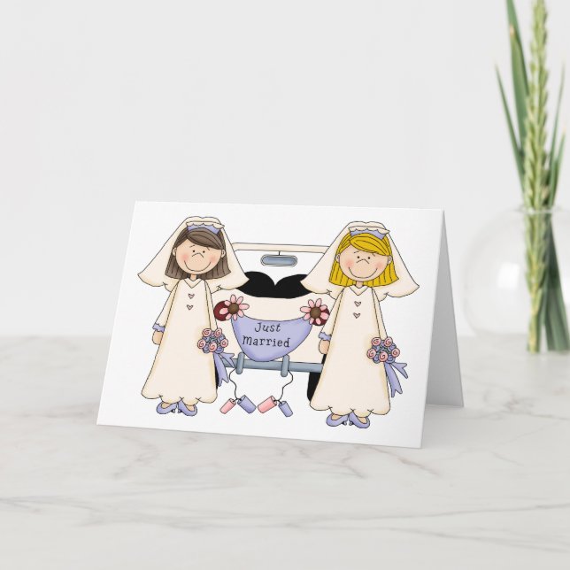 Customizable Gay Female Wedding Just Married Tees Announcement (Front)