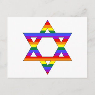 Customizable Gay Pride Rainbow Star of David Postcard