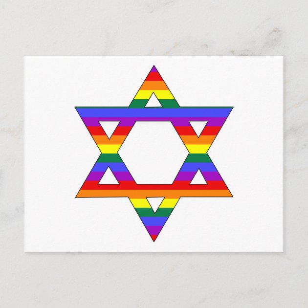 Customizable Gay Pride Rainbow Star Of David Postcard | Zazzle