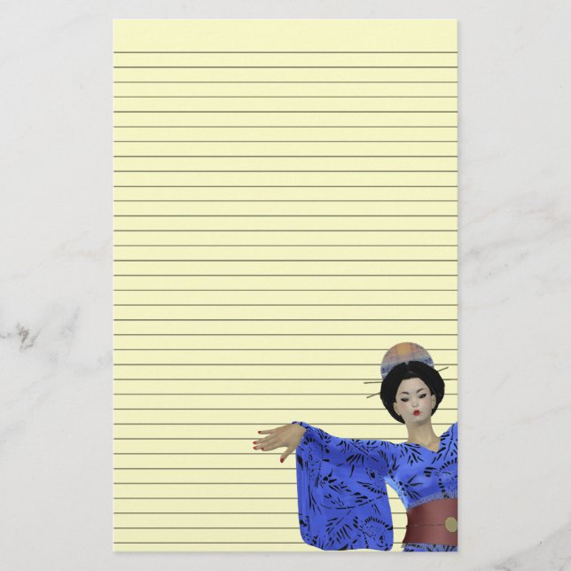 Customizable Geisha Stationery - optional lines (Front)