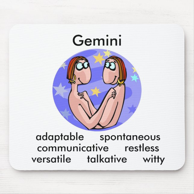 Customizable Gemini traits with Cute Cartoon Twins Mouse Pad (Front)
