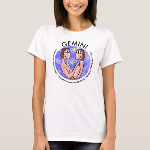 Customizable Gemini traits with Cute Cartoon Twins T_Shirt