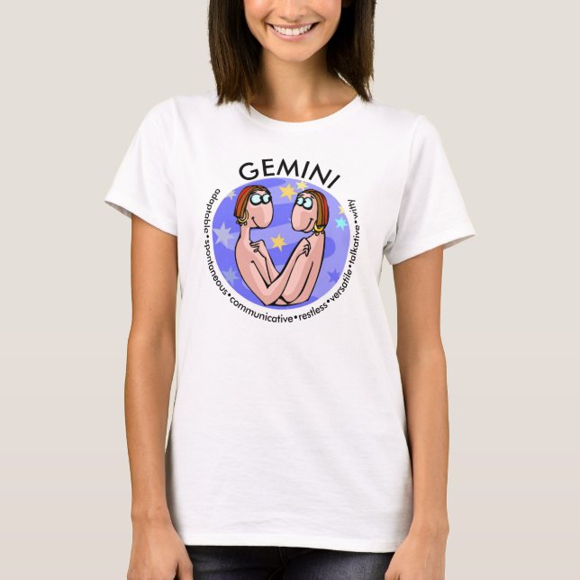 Customizable Gemini traits with Cute Cartoon Twins T-Shirt (Front)