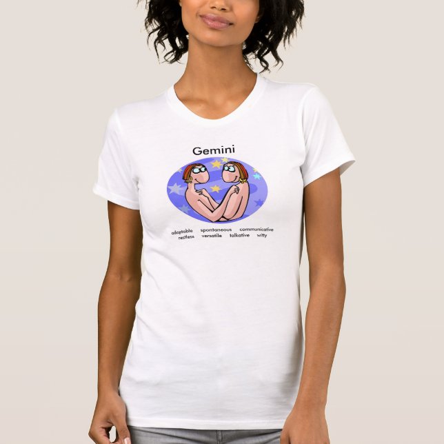 Customizable Gemini traits with Cute Cartoon Twins T-Shirt (Front)