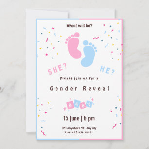 Customizable Gender Reveal Invitation