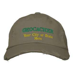 Customizable Geocacher's City or State Embroidered Baseball Hat
