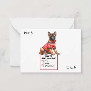 Customizable German Shepherd Puppy Valentine  Note Card