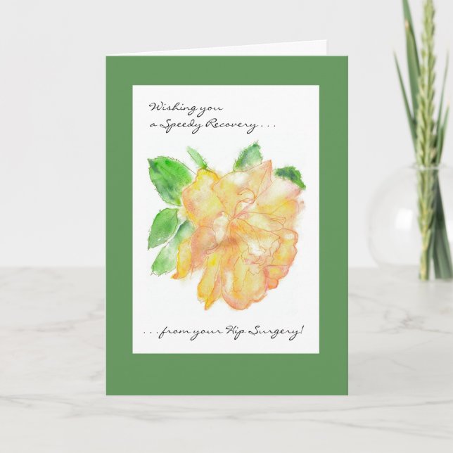 Customizable Get Well Card - Golden Rose (Front)