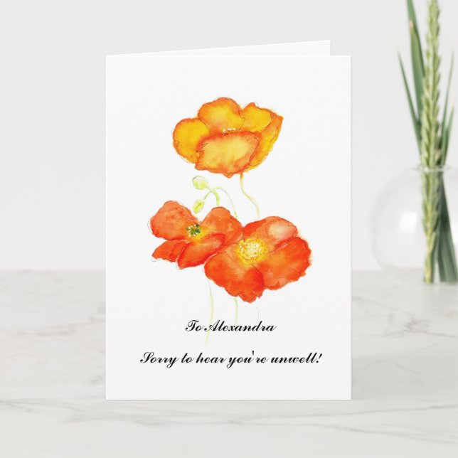 Customizable Get Well Card - Iceland Poppies (Front)