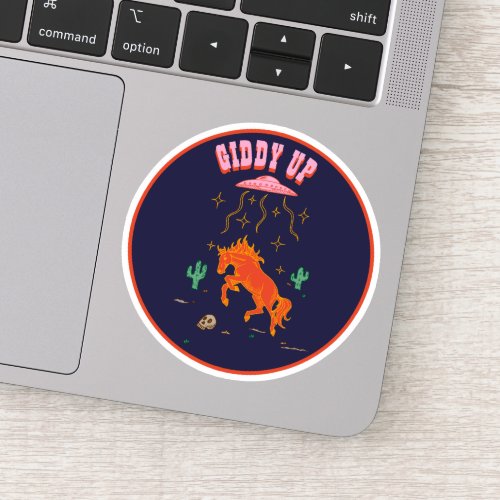 Customizable Giddy Up Wild Horse UFO Abduction Sticker