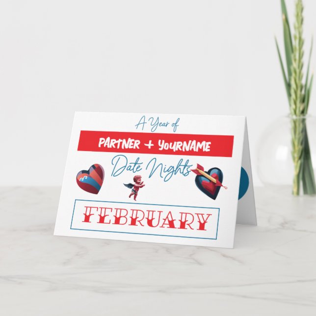 Customizable gift card for a February date night (Front)