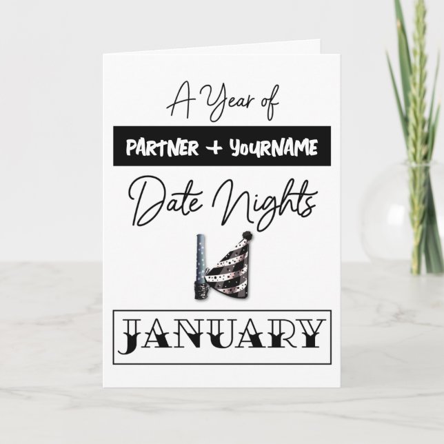 Customizable gift card for a January date night (Front)