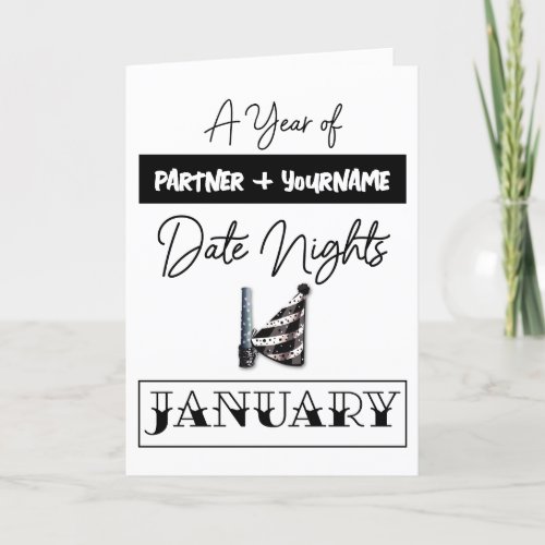 Customizable gift card for a January date night