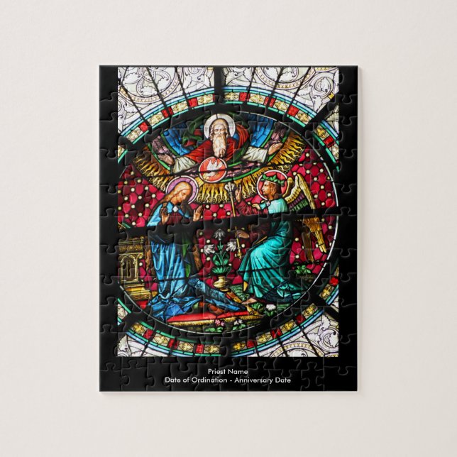 Customizable Gift For Priest Stained Glass Jigsaw Puzzle (Vertical)