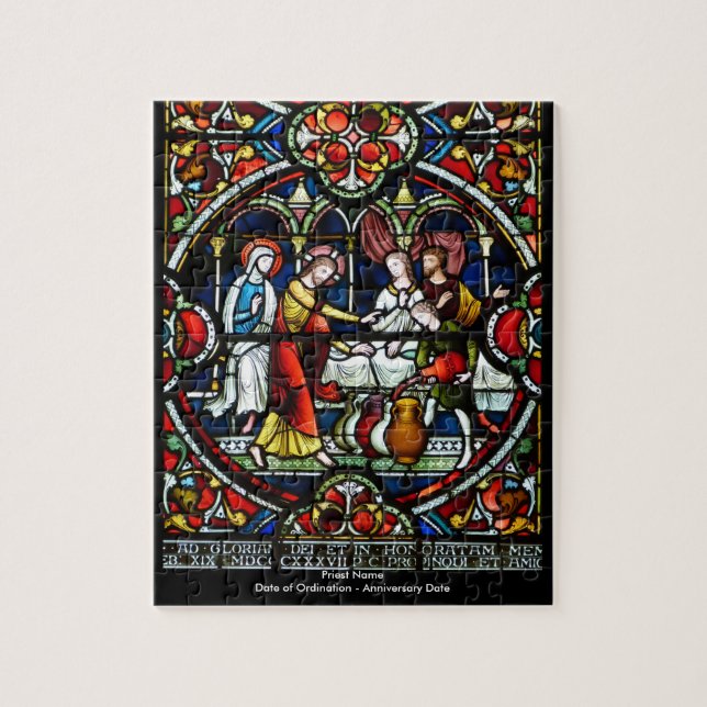 Customizable Gift For Priest Stained Glass Jigsaw Puzzle (Vertical)