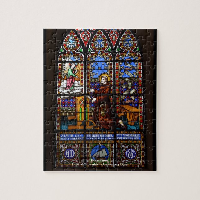 Customizable Gift For Priest Stained Glass Jigsaw Puzzle (Vertical)