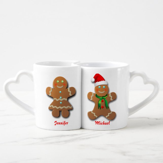 Customizable Gingerbread Cookie Coffee Mug Set (Back Nesting)