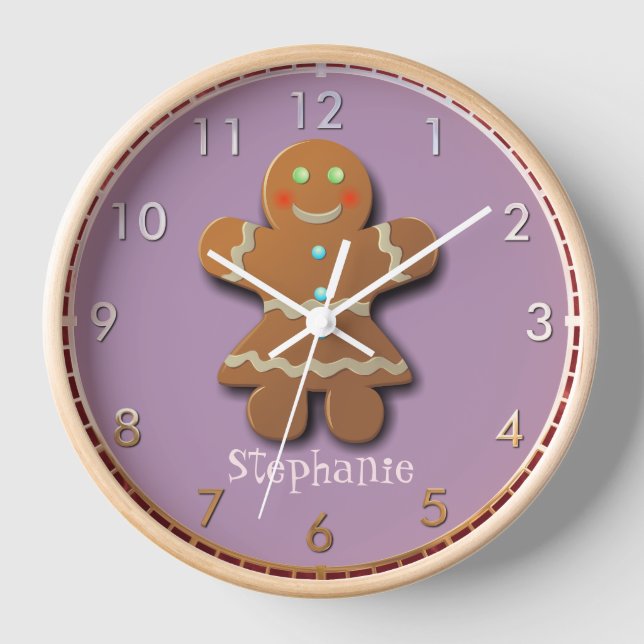 Customizable Gingerbread Cookie Wall Clock (Front)