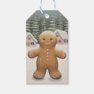Customizable Gingerbread Man Christmas Gift Tags