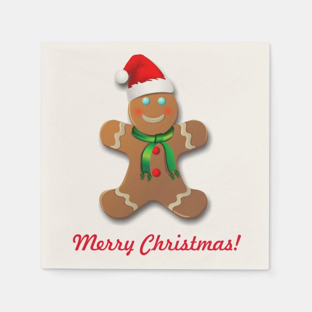 Customizable Gingerbread Man Paper Napkins (Front)