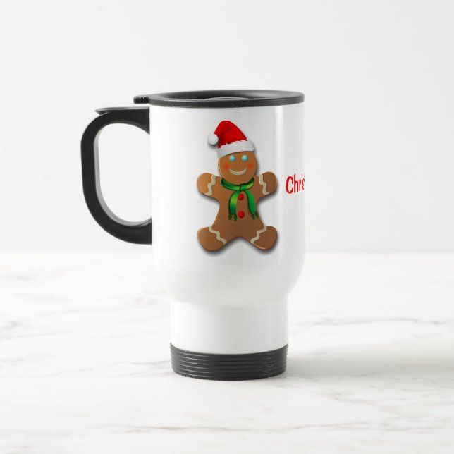 Customizable Gingerbread Man Travel Mug (Left)