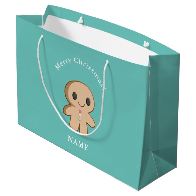 Customizable Gingerbread person Gift Bag (Back Angled)