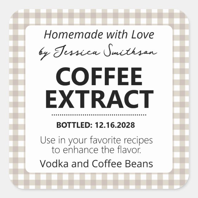 Customizable Gingham Extract Label - Brown (Front)