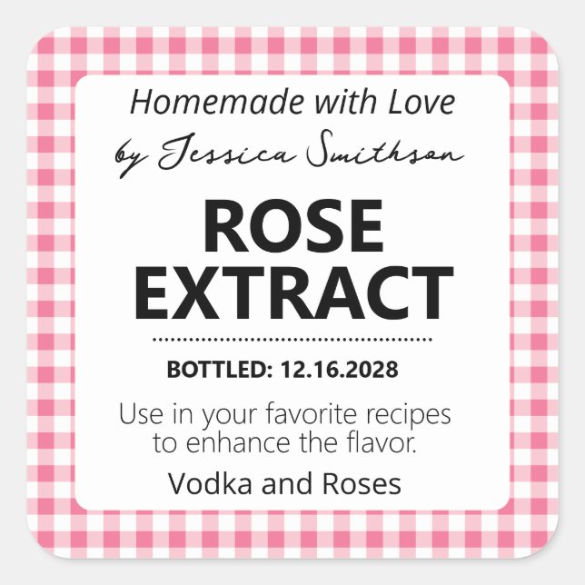 Customizable Gingham Extract Label - Pink (Front)