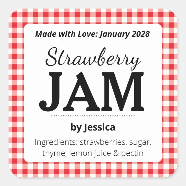 Customizable Gingham Jelly Label (Front)