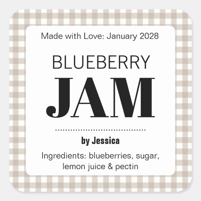 Customizable Gingham Jelly Label (Front)