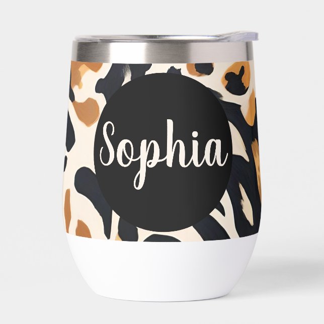 Customizable Giraffe Print Thermal Wine Tumbler (Left)