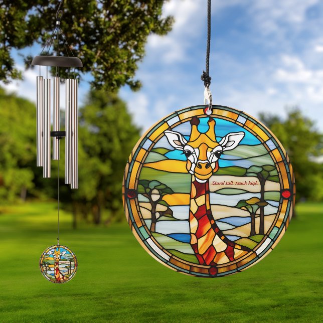 Customizable Giraffe Stained Glass Look  Wind Chime (Outdoor)