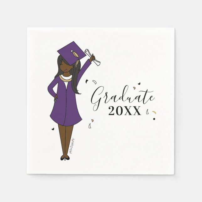 Customizable Girl Avatar | High School Graduation Napkins (Front)