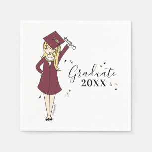 Customizable Girl Avatar   High School Graduation  Napkins