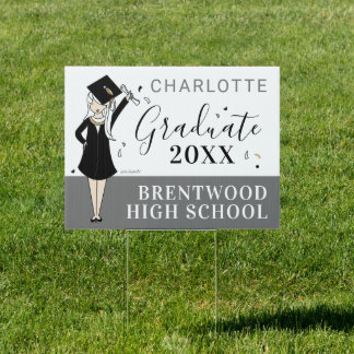 Customizable Girl Avatar | High School Graduation  Sign