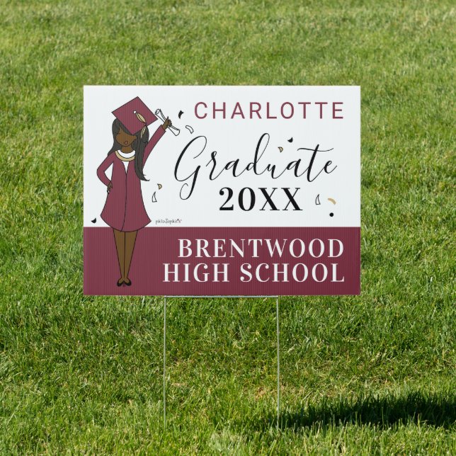 Customizable Girl Avatar | High School Graduation  Sign (Insitu)