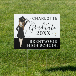 Customizable Girl Avatar | High School Graduation Sign