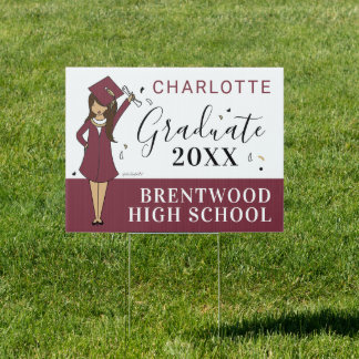 Customizable Girl Avatar | High School Graduation  Sign