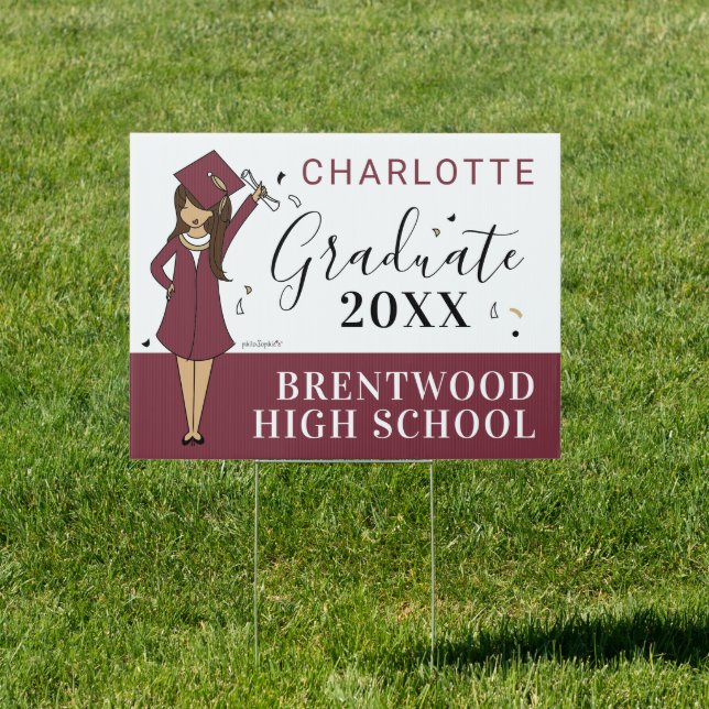 Customizable Girl Avatar | High School Graduation  Sign (Insitu)