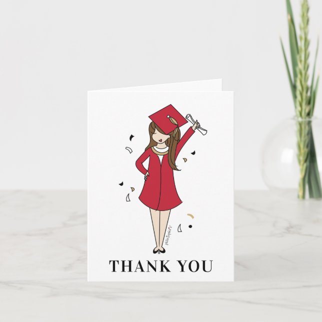 Customizable Girl Avatar | High School Graduation  Thank You Card (Front)