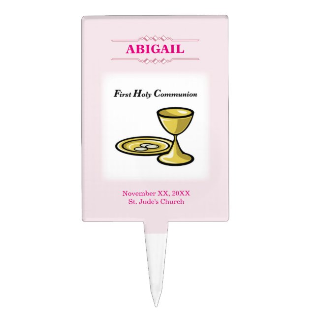 Customizable, Girl Communion Body and Blood Cake Topper (Front)