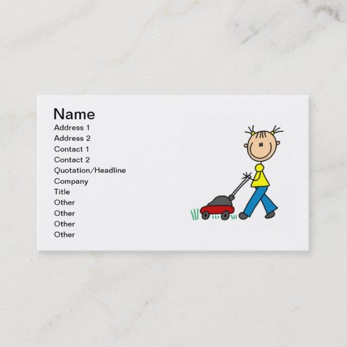 Customizable Girl Mowing Lawn Business Cards