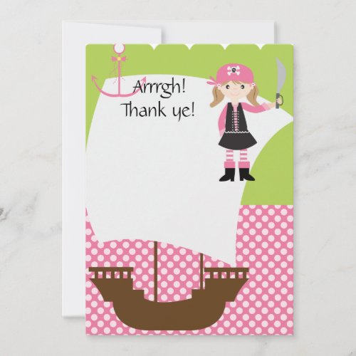 Customizable Girl Pirate Ship Thank You